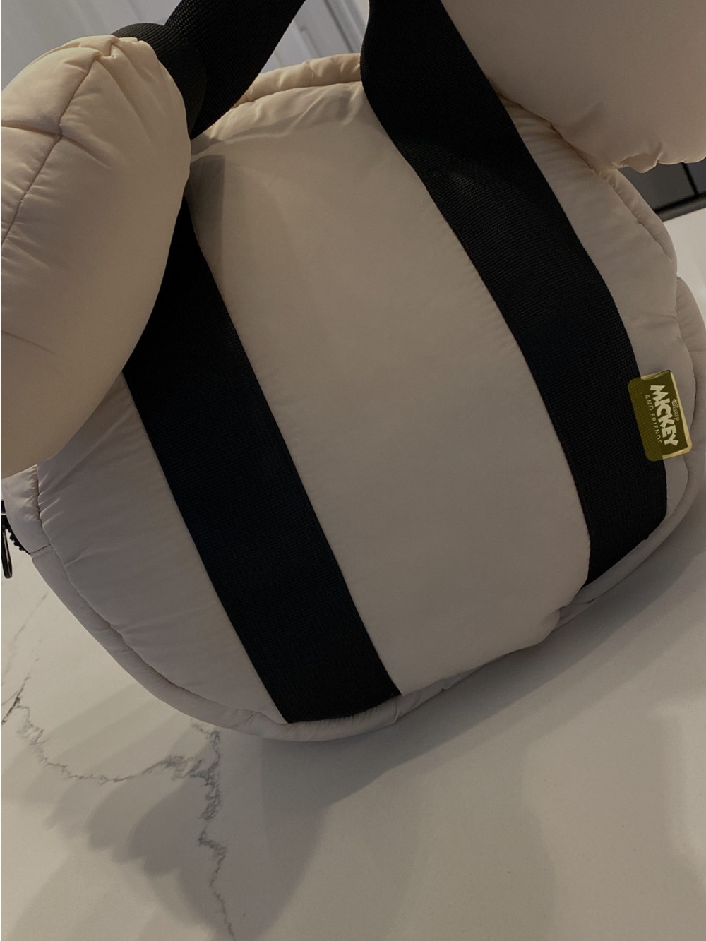 Zara x Mickey Mouse Beige Puffer Tote Bag with Black Straps